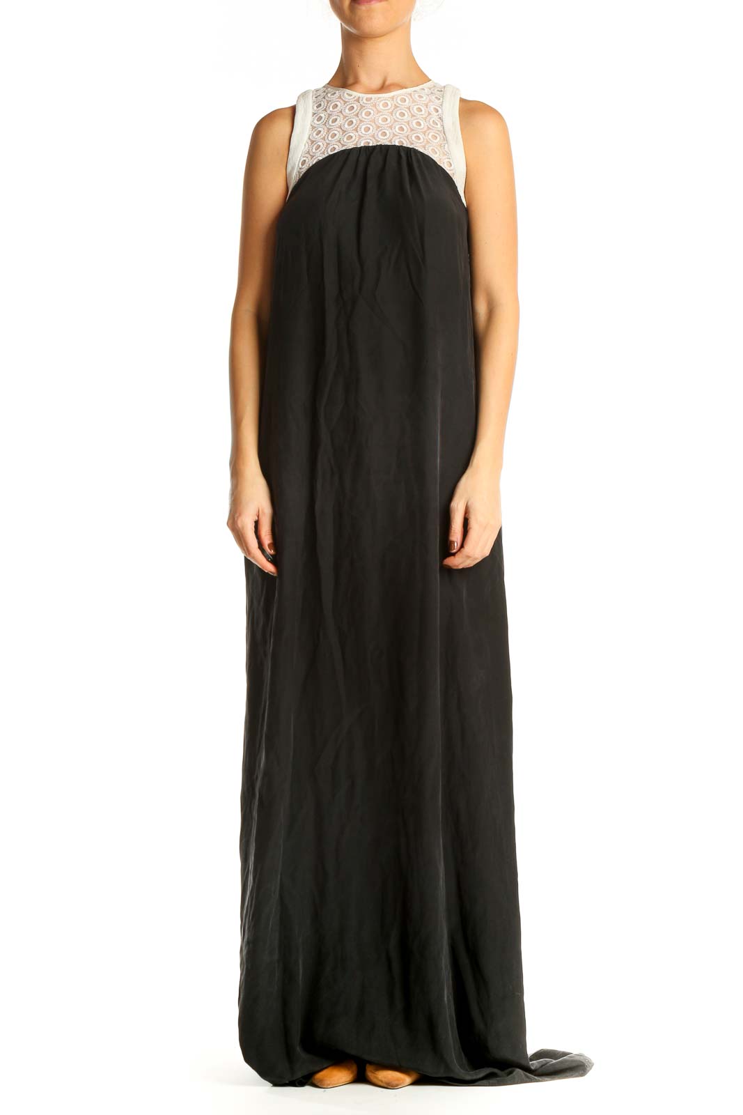Black Solid Column Dress Front
