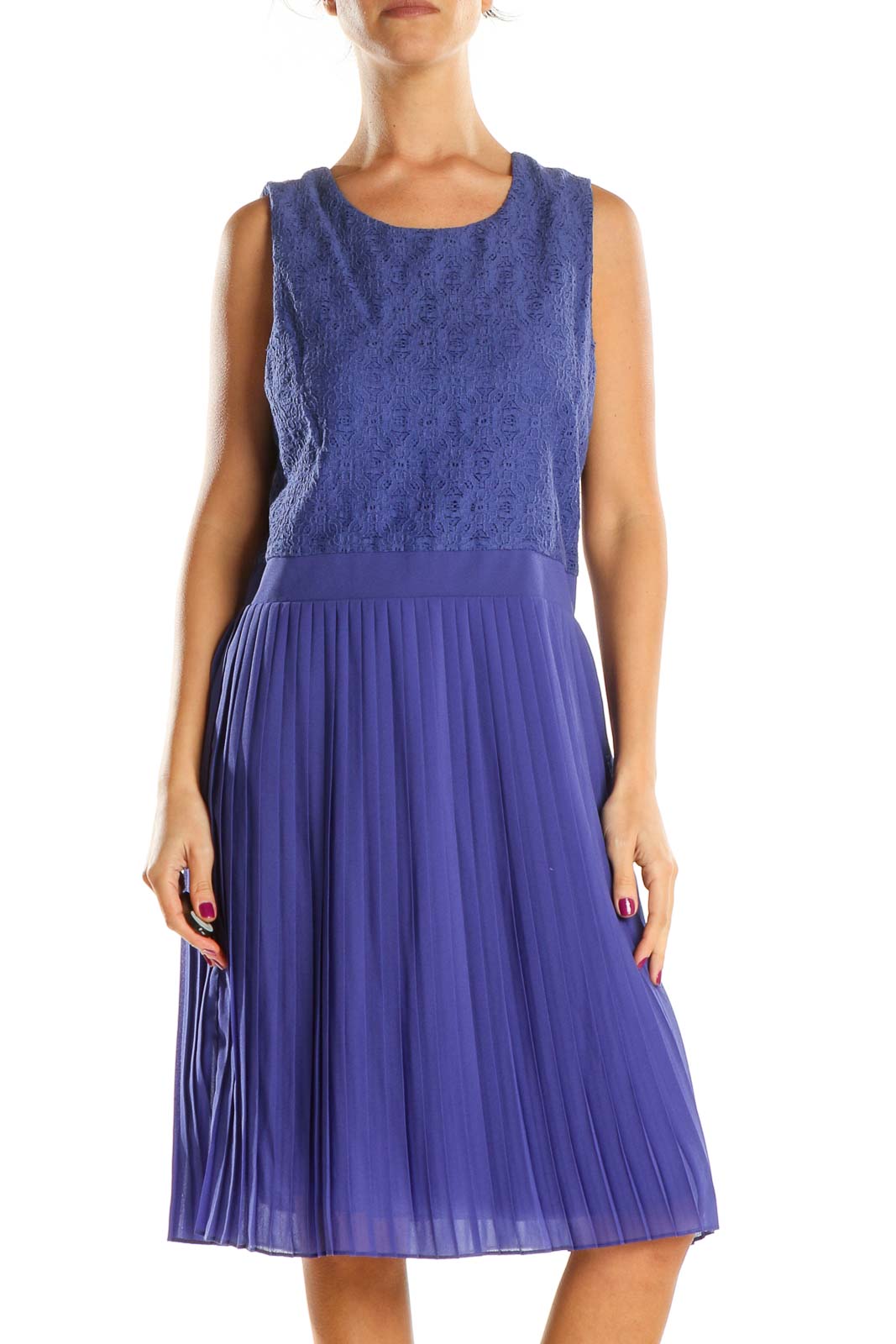 Purple Lace Fit & Flare Dress Front