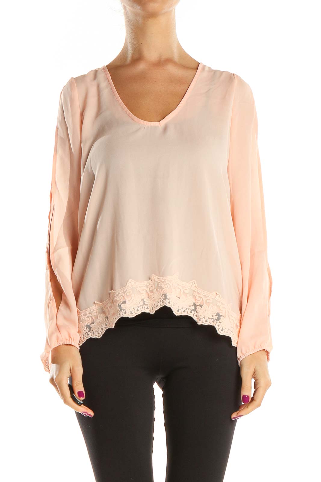 Pink Solid All Day Wear Blouse Front