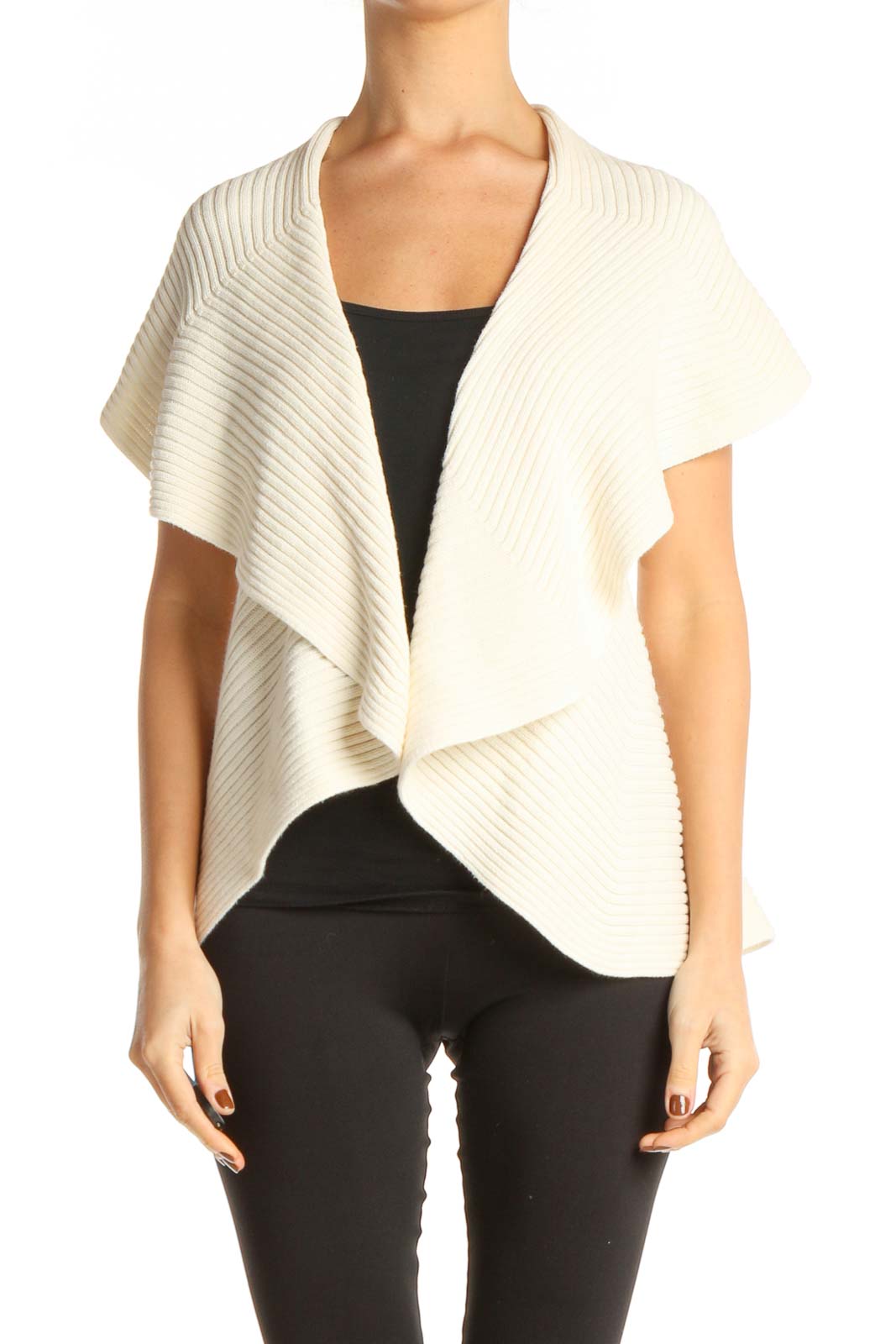 White Knitted Vest Front