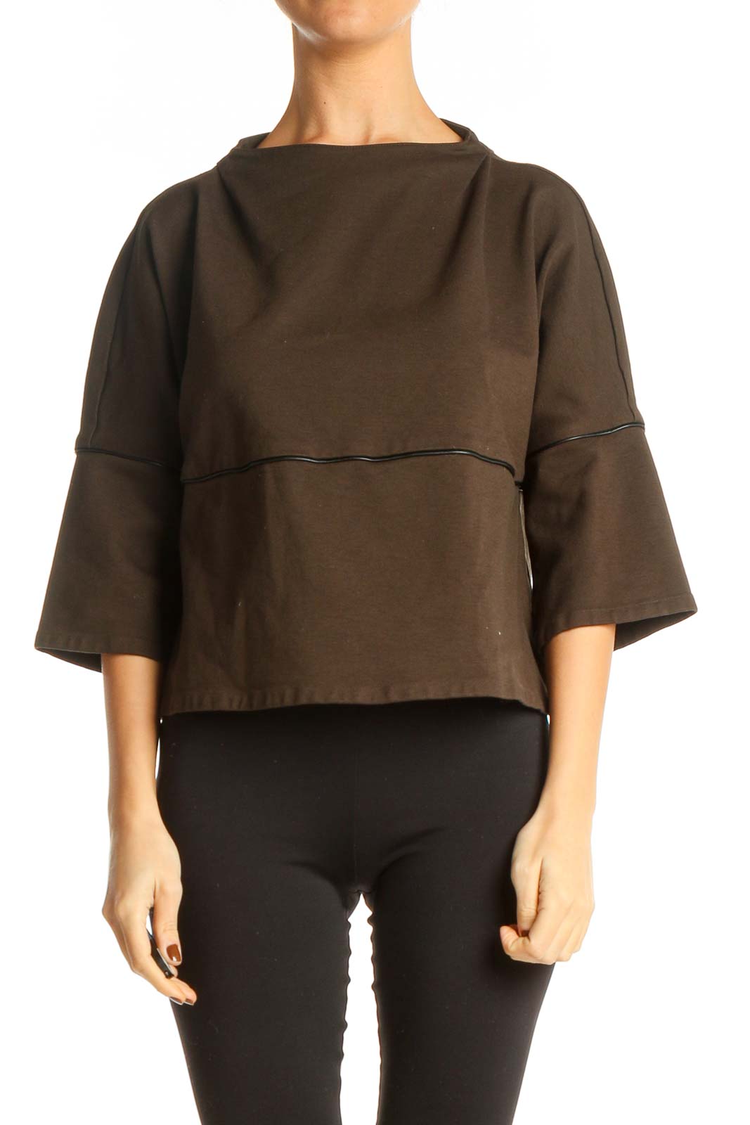 Brown Solid All Day Wear Blouse Front