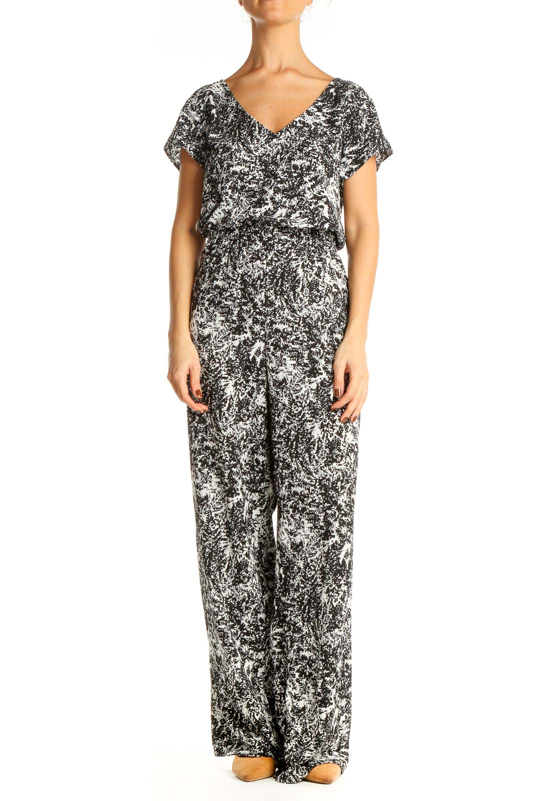 Gray Printed Jumpsuit Front