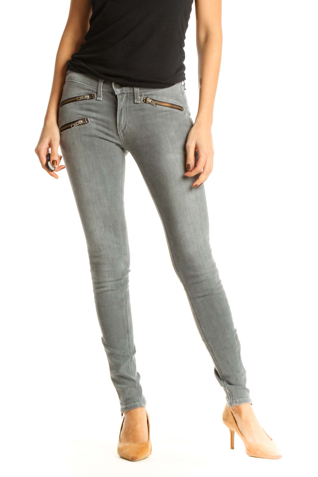 Gray Skinny Jeans Front