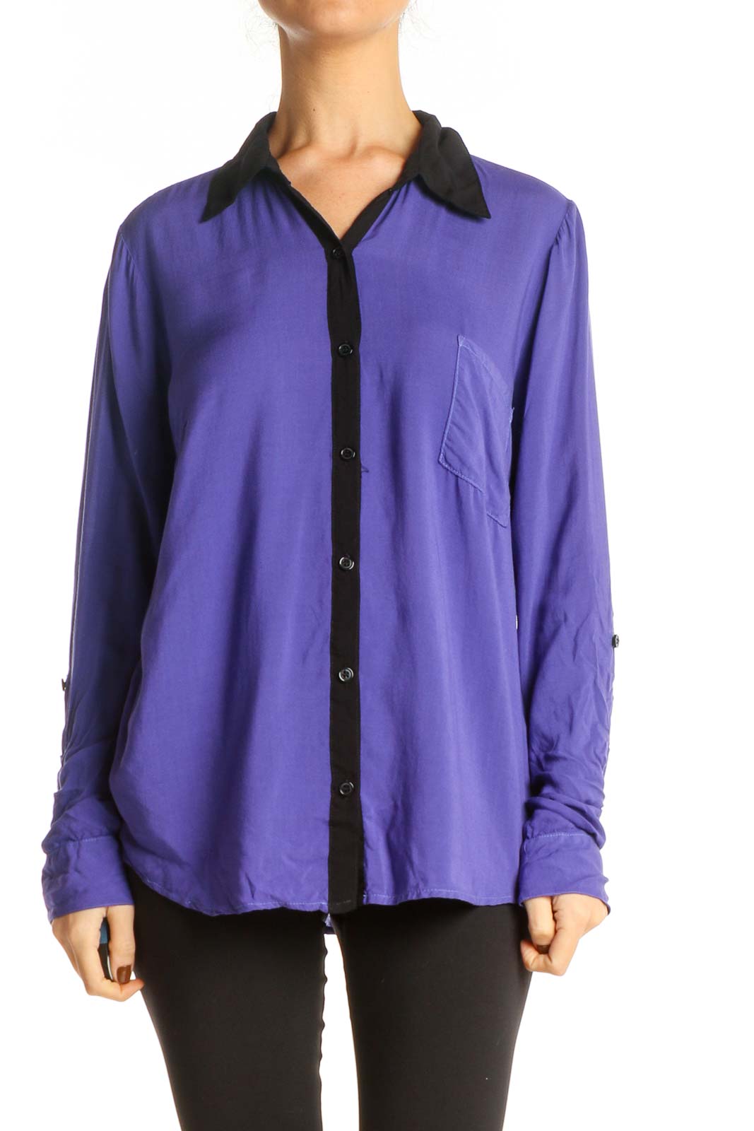Purple Solid Formal Shirt Front