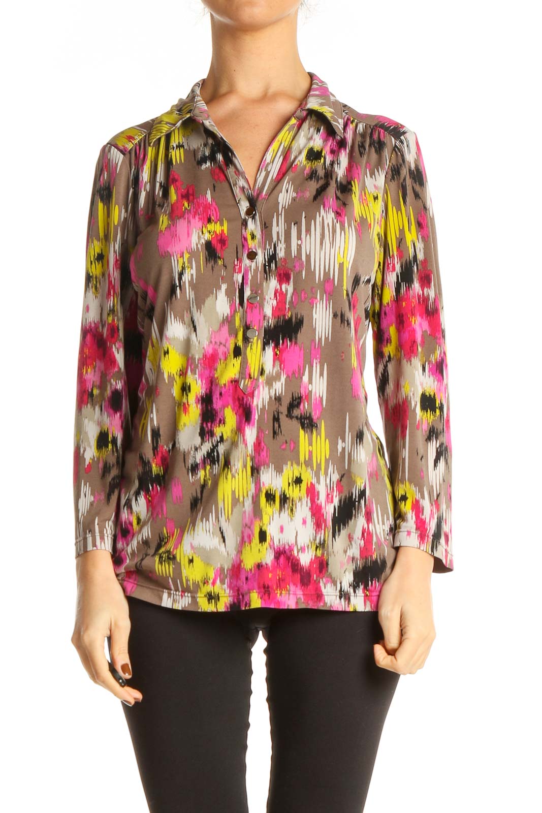 Multicolored Printed All Day Wear Shirt Front