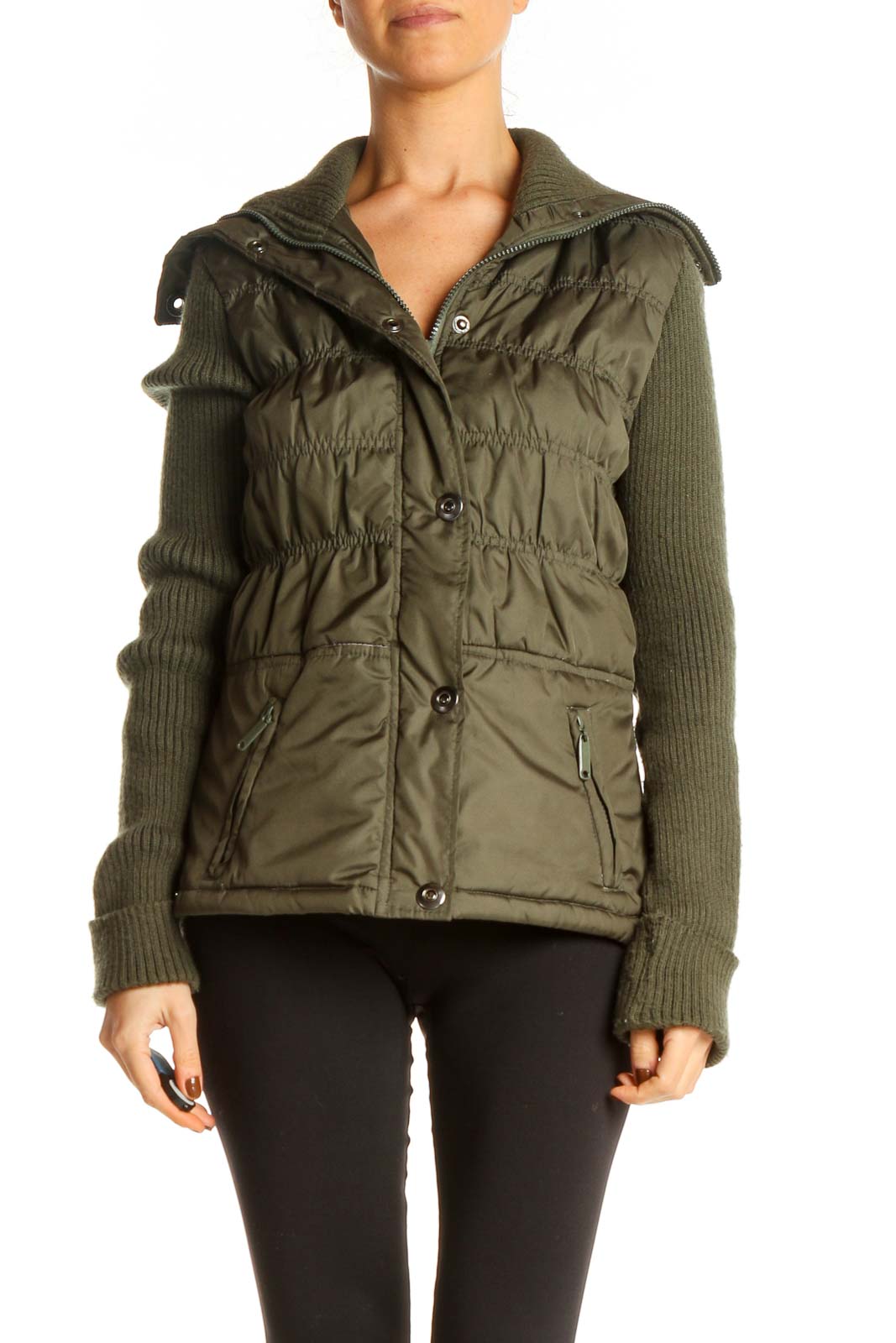 Green Quilted Jacket Front
