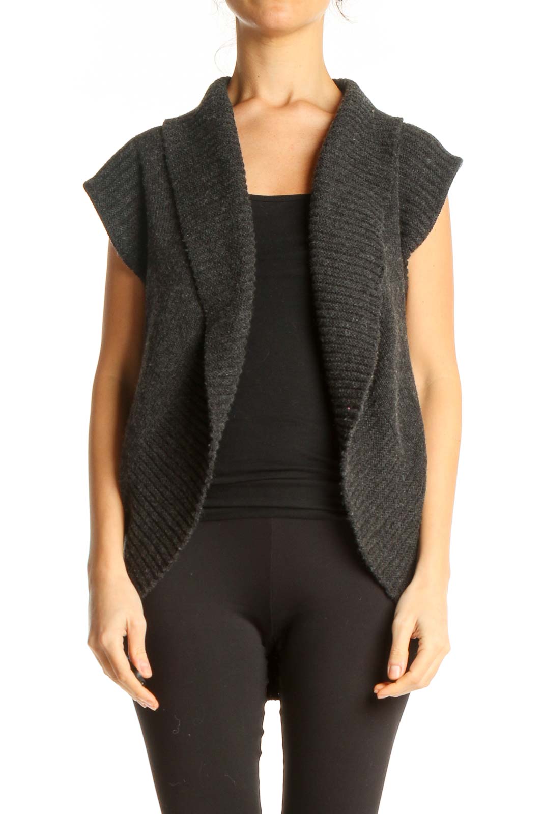 Gray Knitted Vest Front