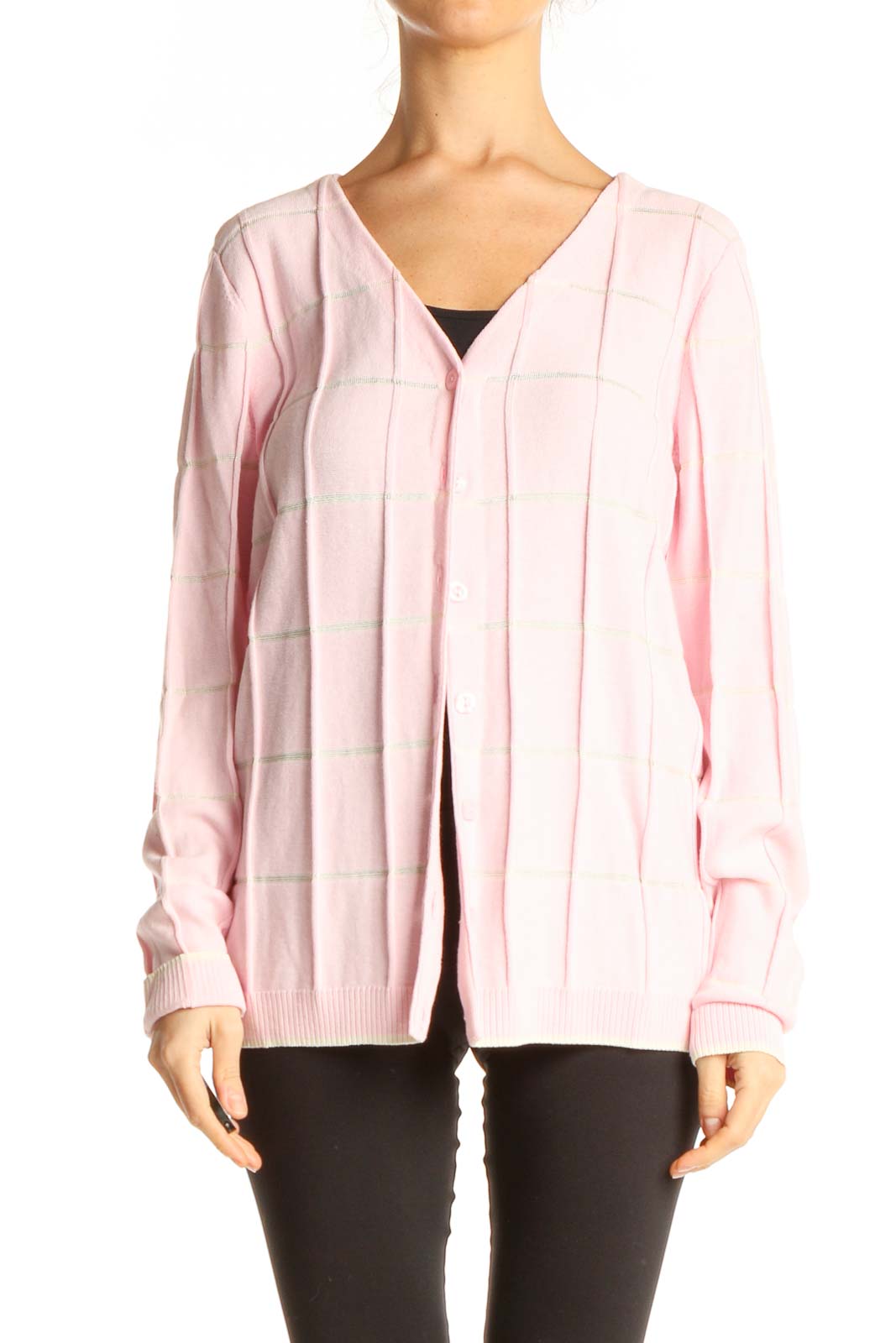 Pink Checkered Sweater Front