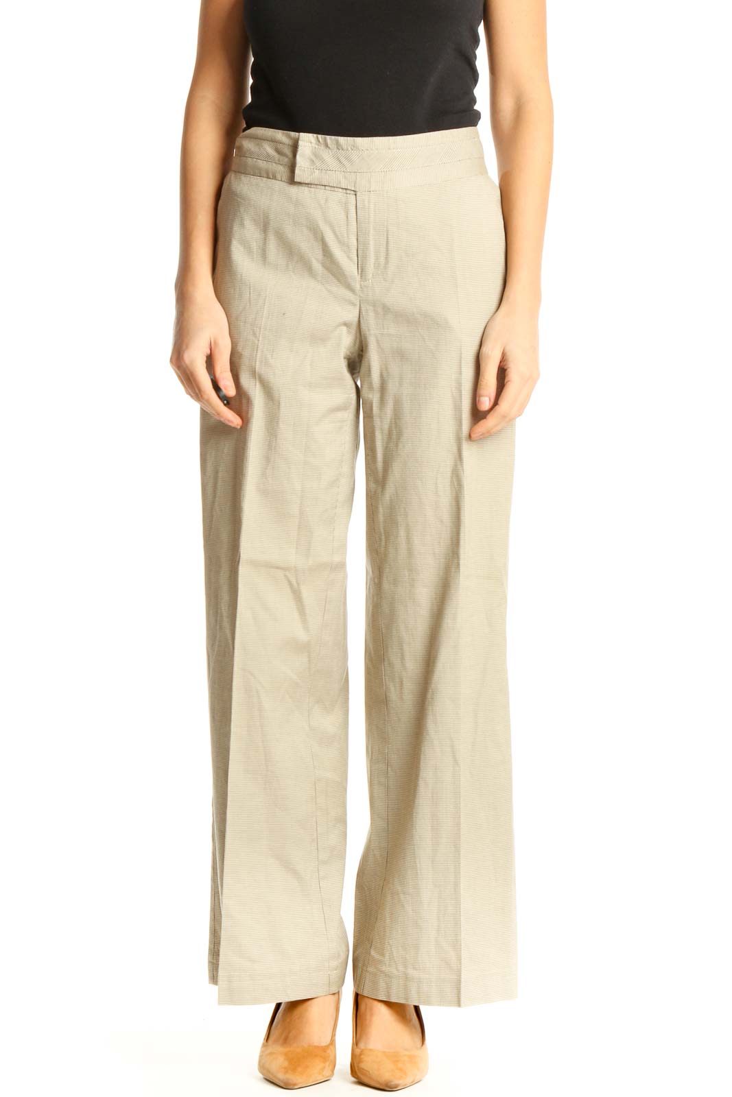 Beige Classic Trousers Front