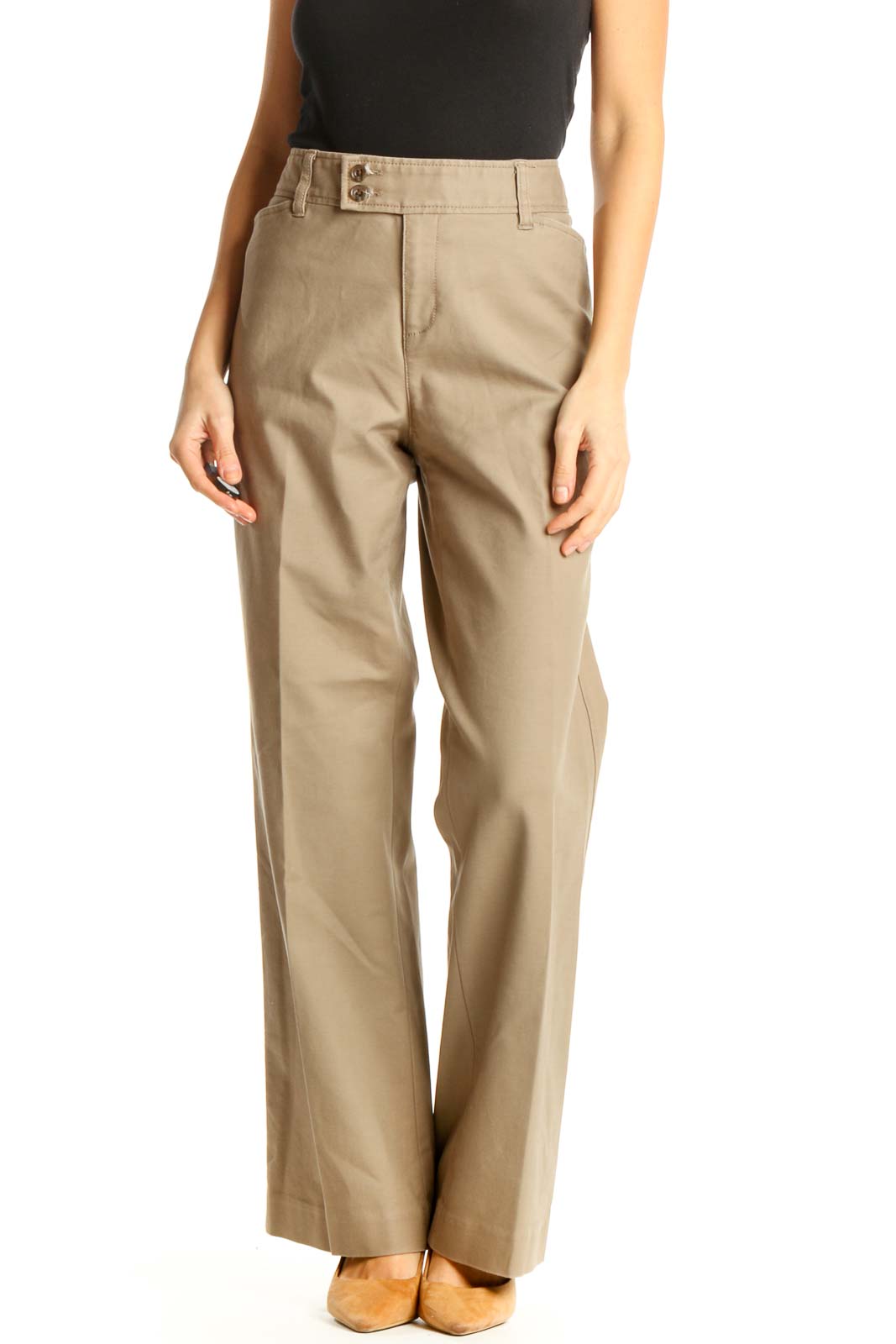 Beige Casual Trousers Front
