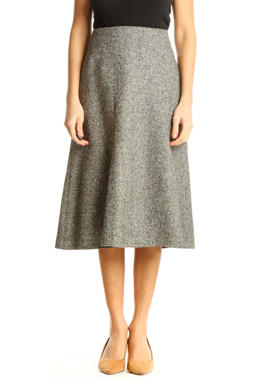 Gray All Day Wear A-Line Skirt Front