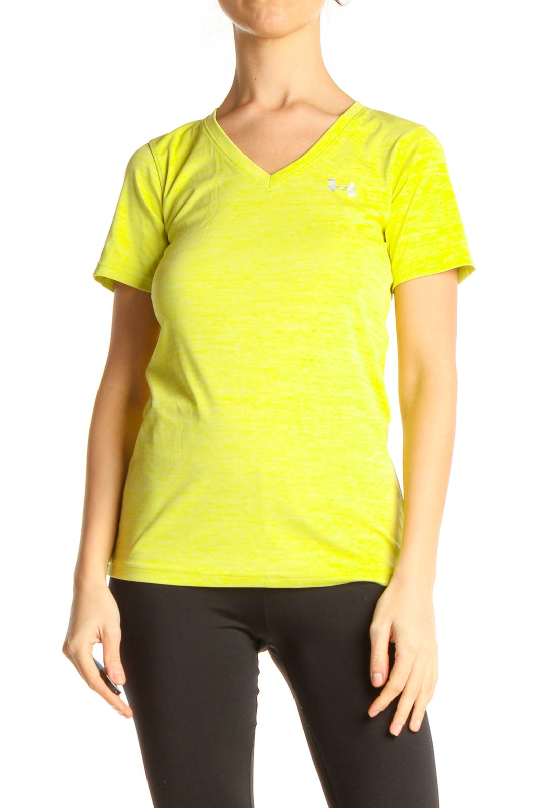 Yellow Solid Activewear T-Shirt Front