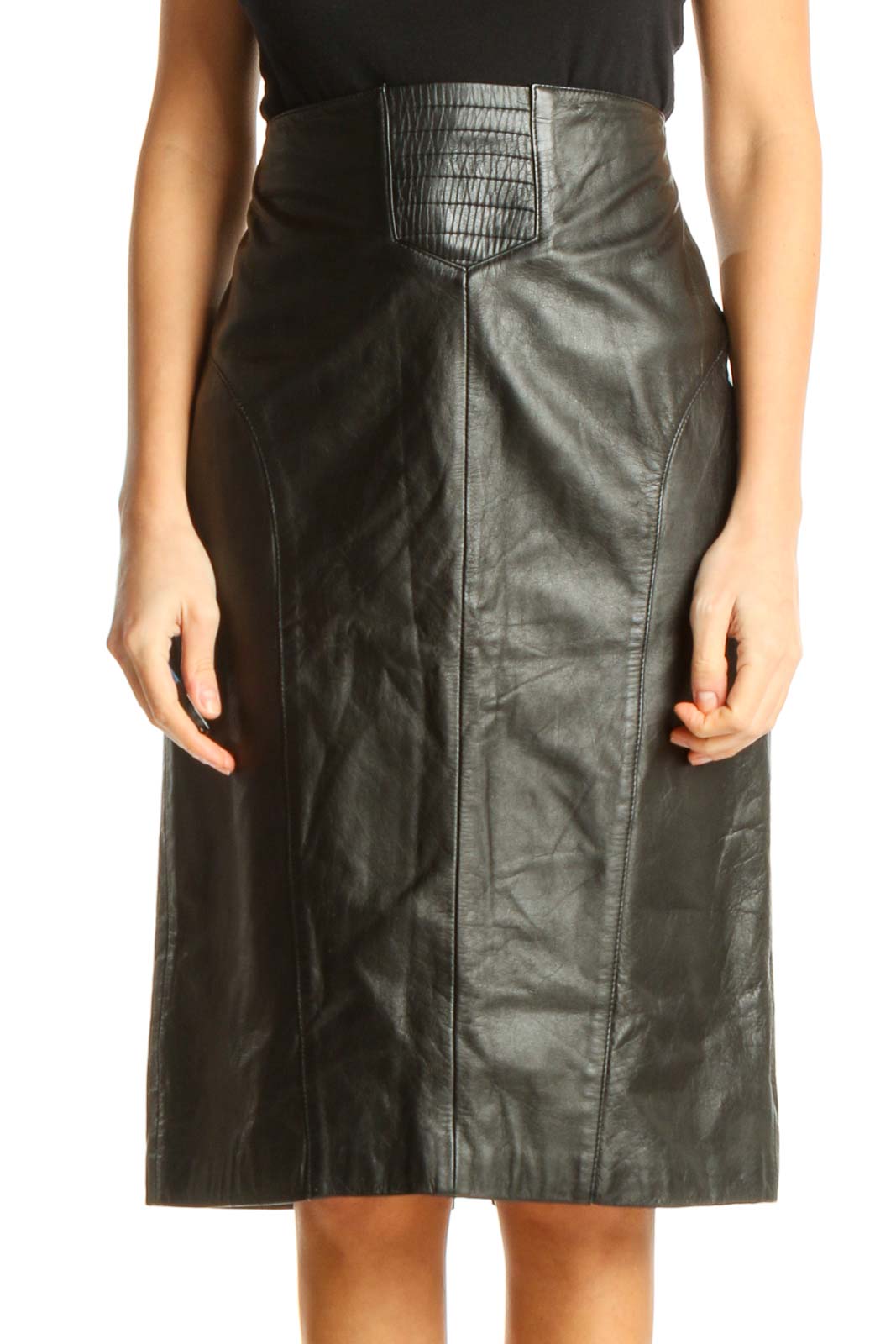 Black Retro A-Line Skirt Front