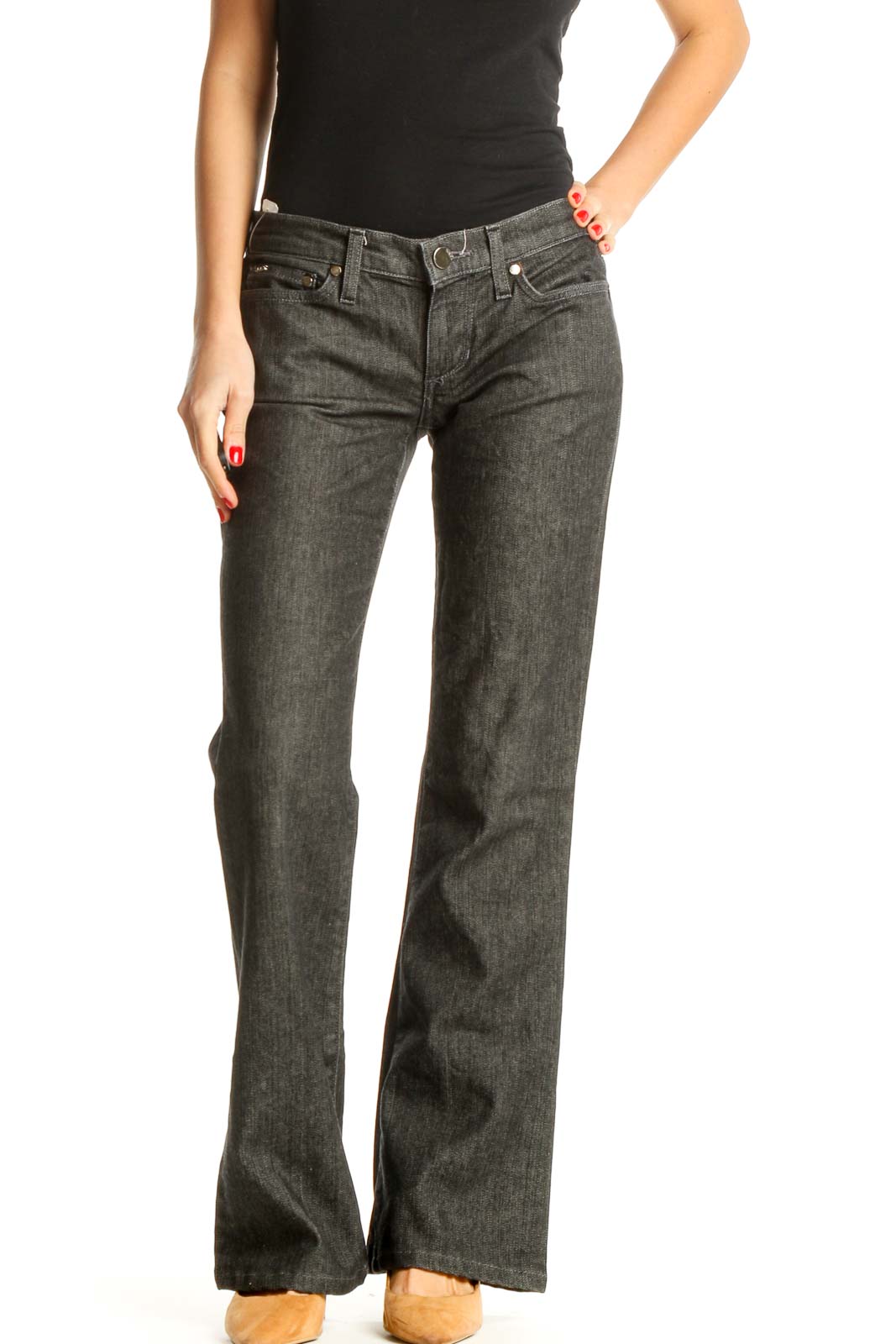 Gray Wide Leg Jeans Front