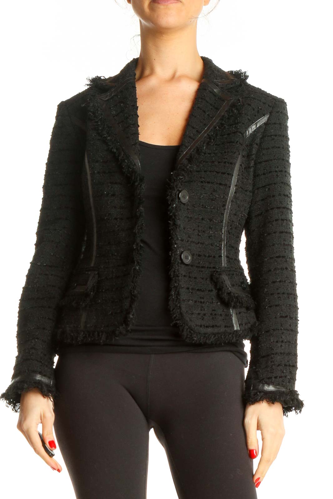 Black Tweed Blazer Front