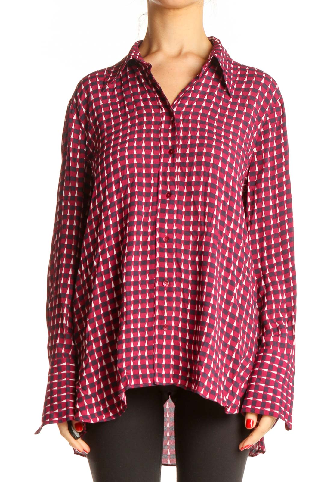 Red Graphic Print All Day Wear Shirt Front