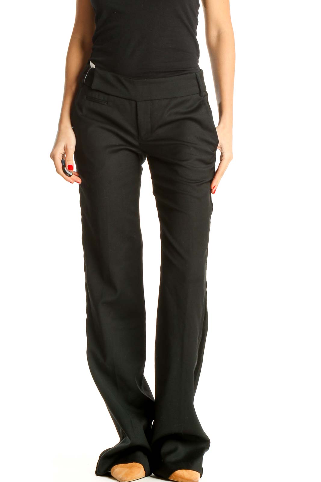 Black Casual Trousers Front