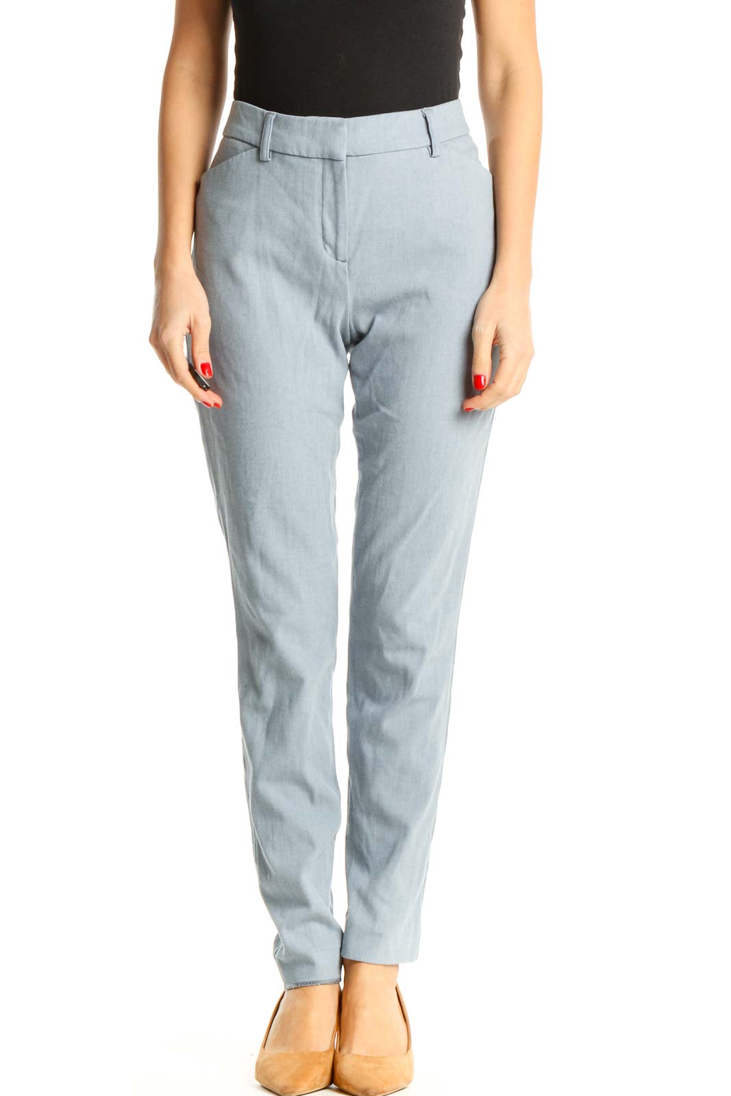 Gray Casual Trousers Front