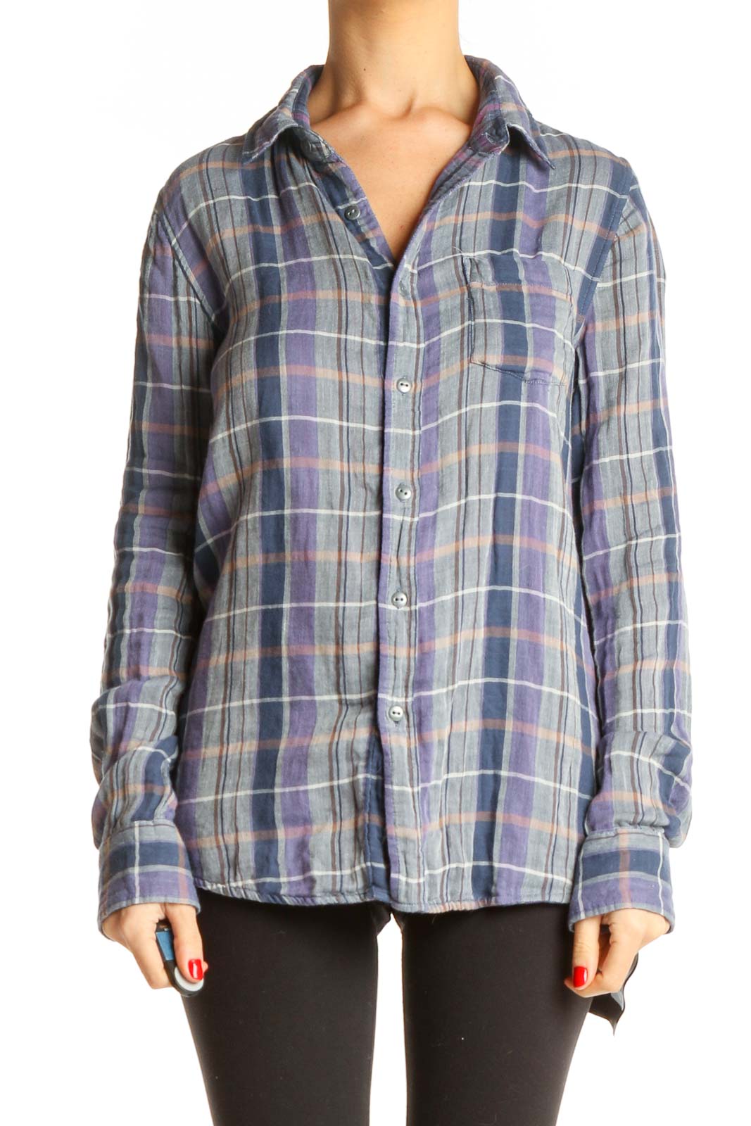 Gray Checkered All Day Wear Shirt Front