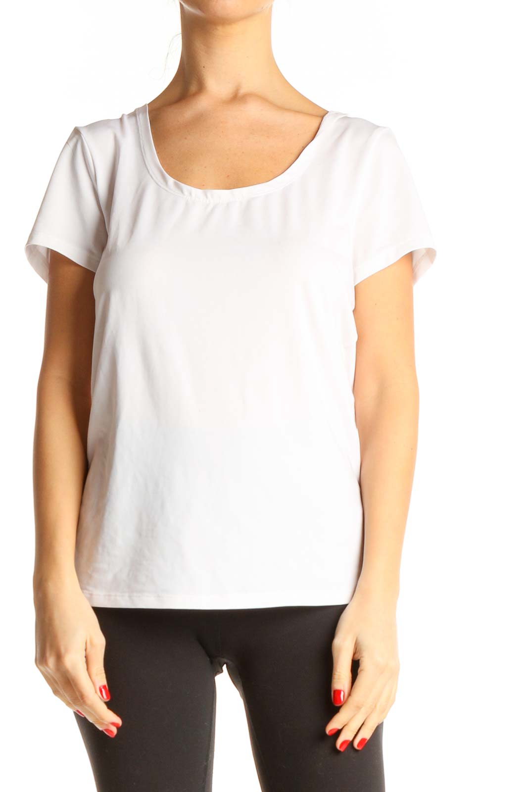 White Solid All Day Wear T-Shirt Front