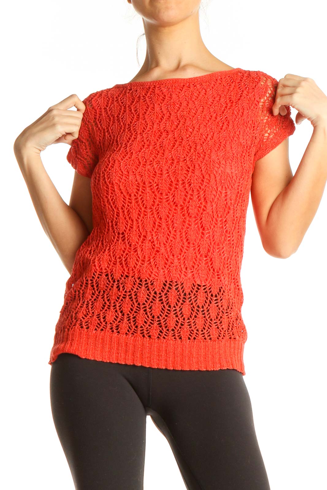 Orange Lace All Day Wear Sweater Front