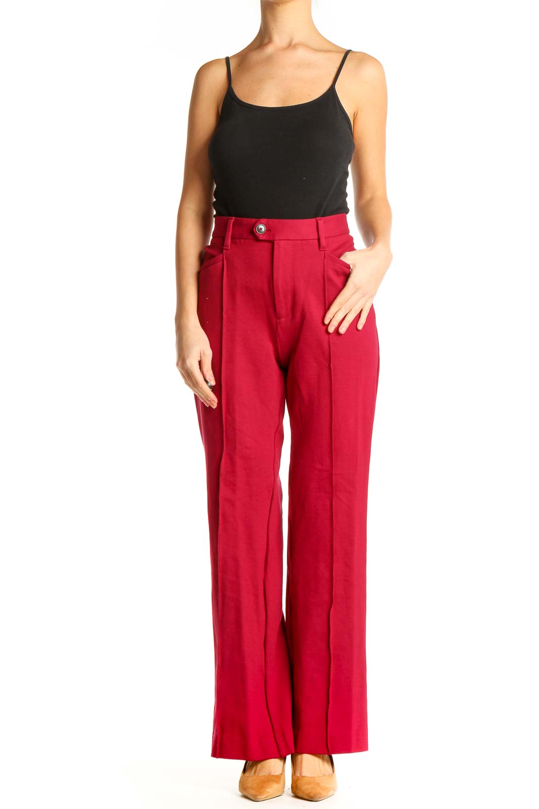 Red All Day Wear Trousers Front