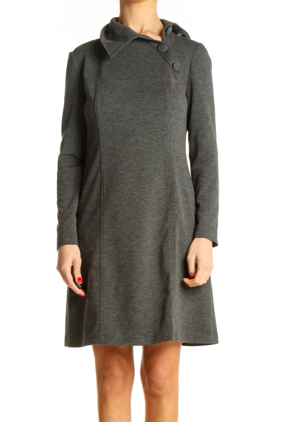 Gray Textured Day Dress Front