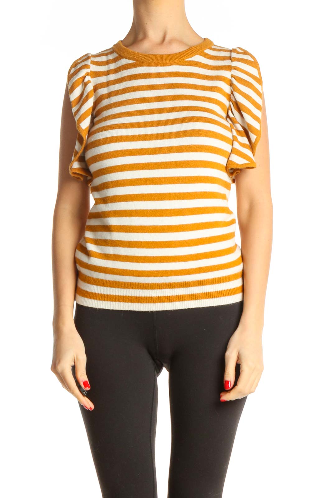 Orange Striped All Day Wear T-Shirt Front