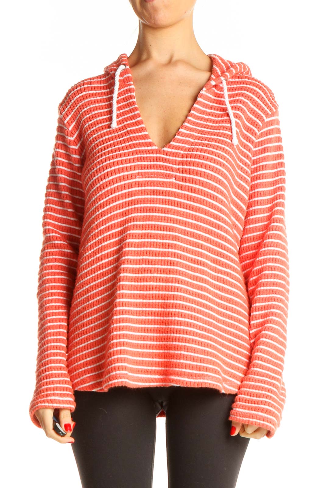 Orange Striped All Day Wear Sweater Front