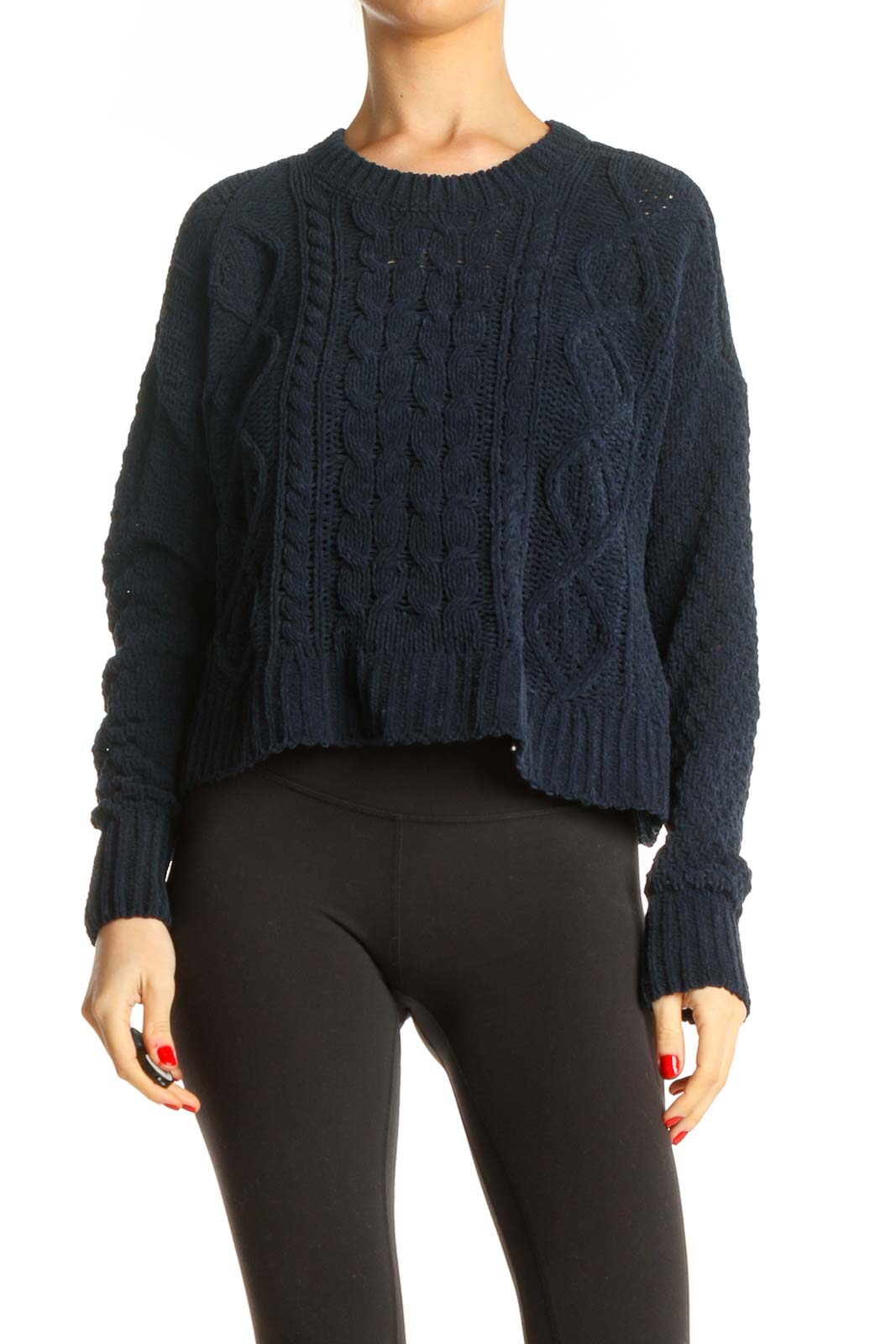 Blue Textured All Day Wear Sweater Front
