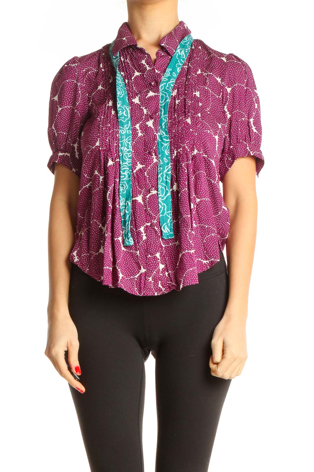 Purple Graphic Print All Day Wear Shirt Front