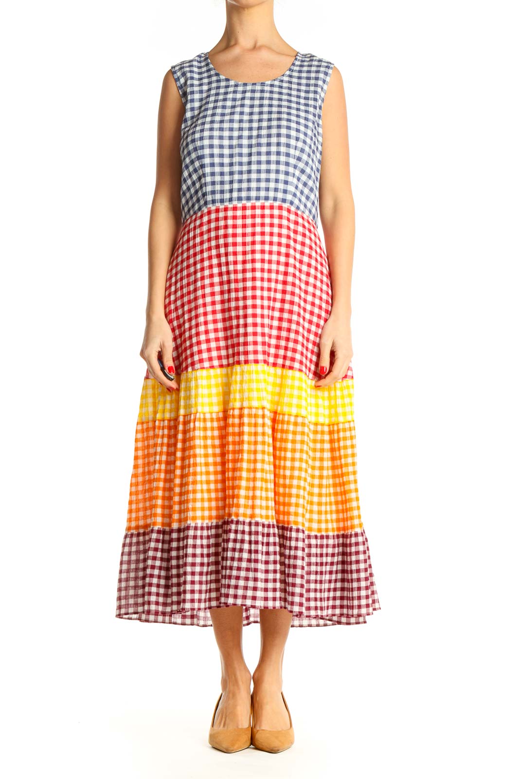 Multi-Color Checkered Fit \u0026 Flare Dress 