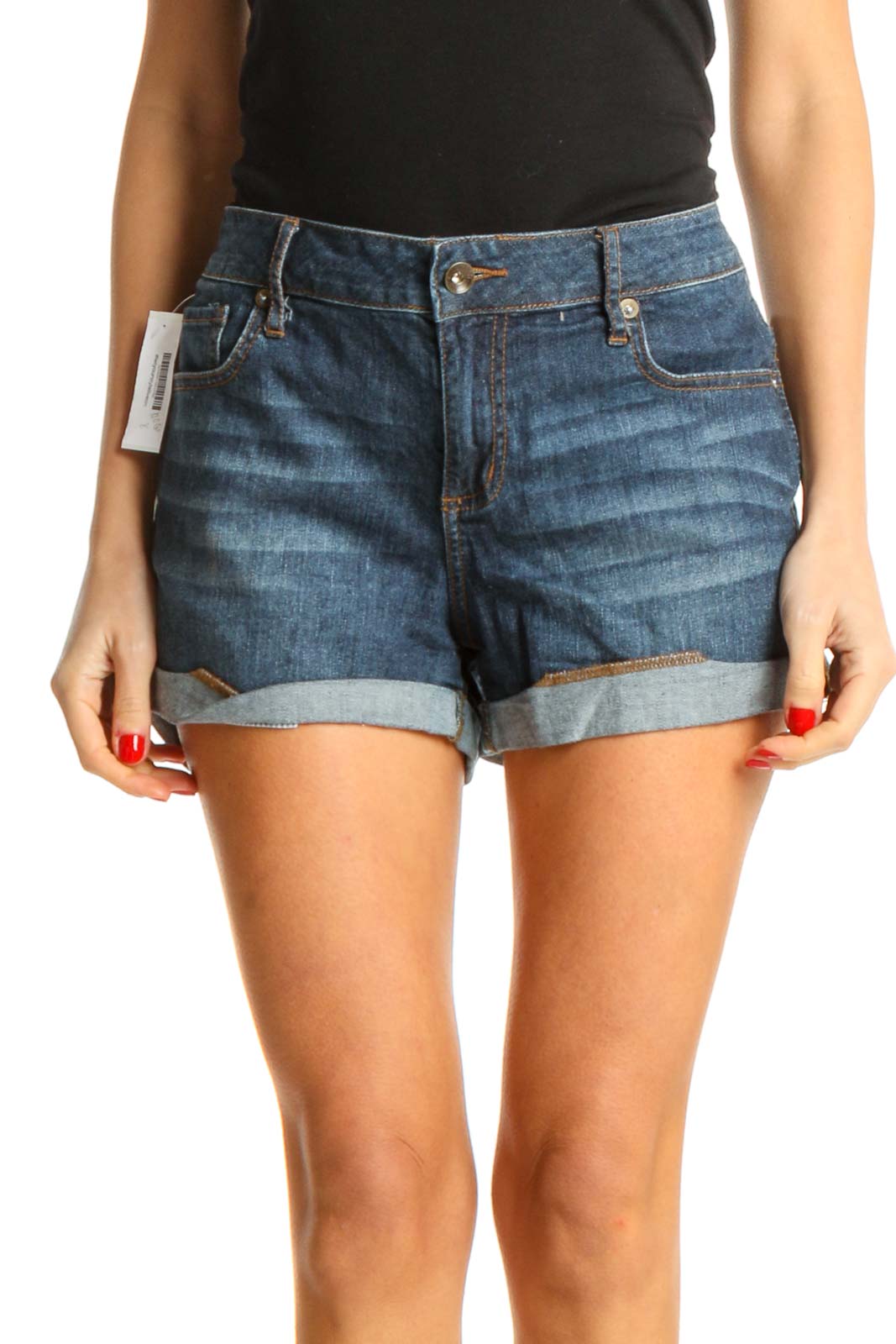 Blue Denim Casual Shorts Front
