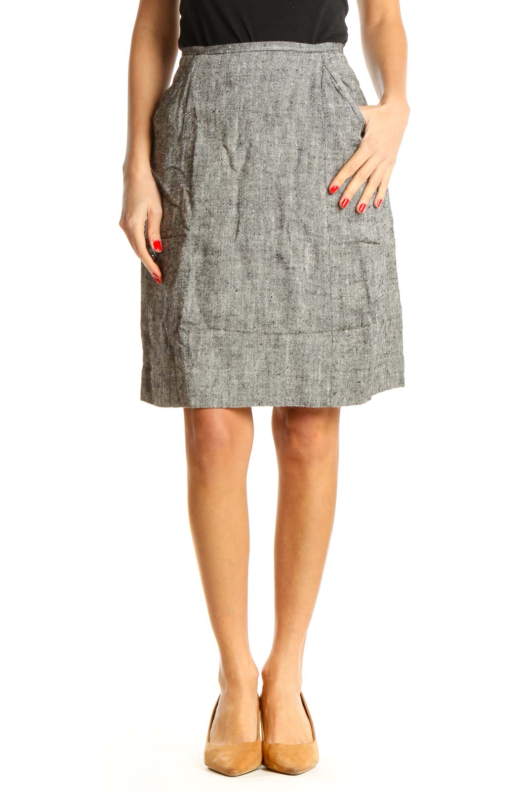 Gray All Day Wear Skirt Front