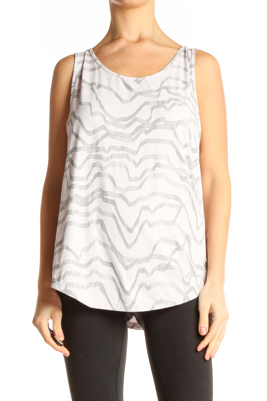 White Activewear Tank Top Front