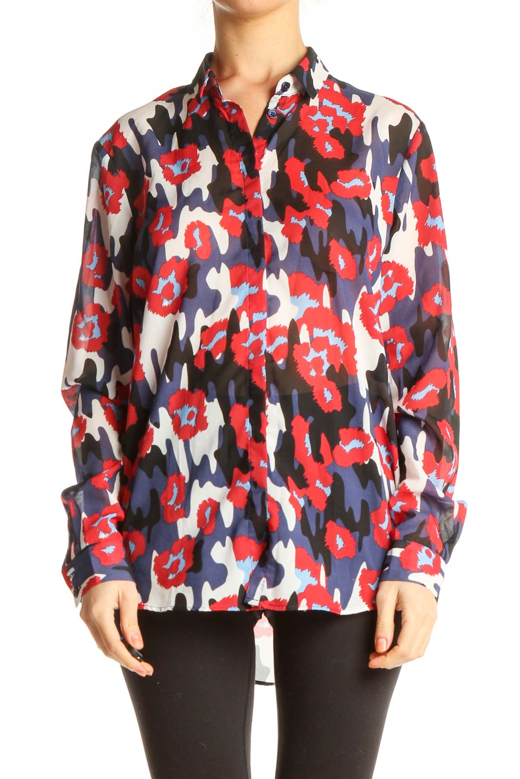 Red Animal Print All Day Wear Shirt Front