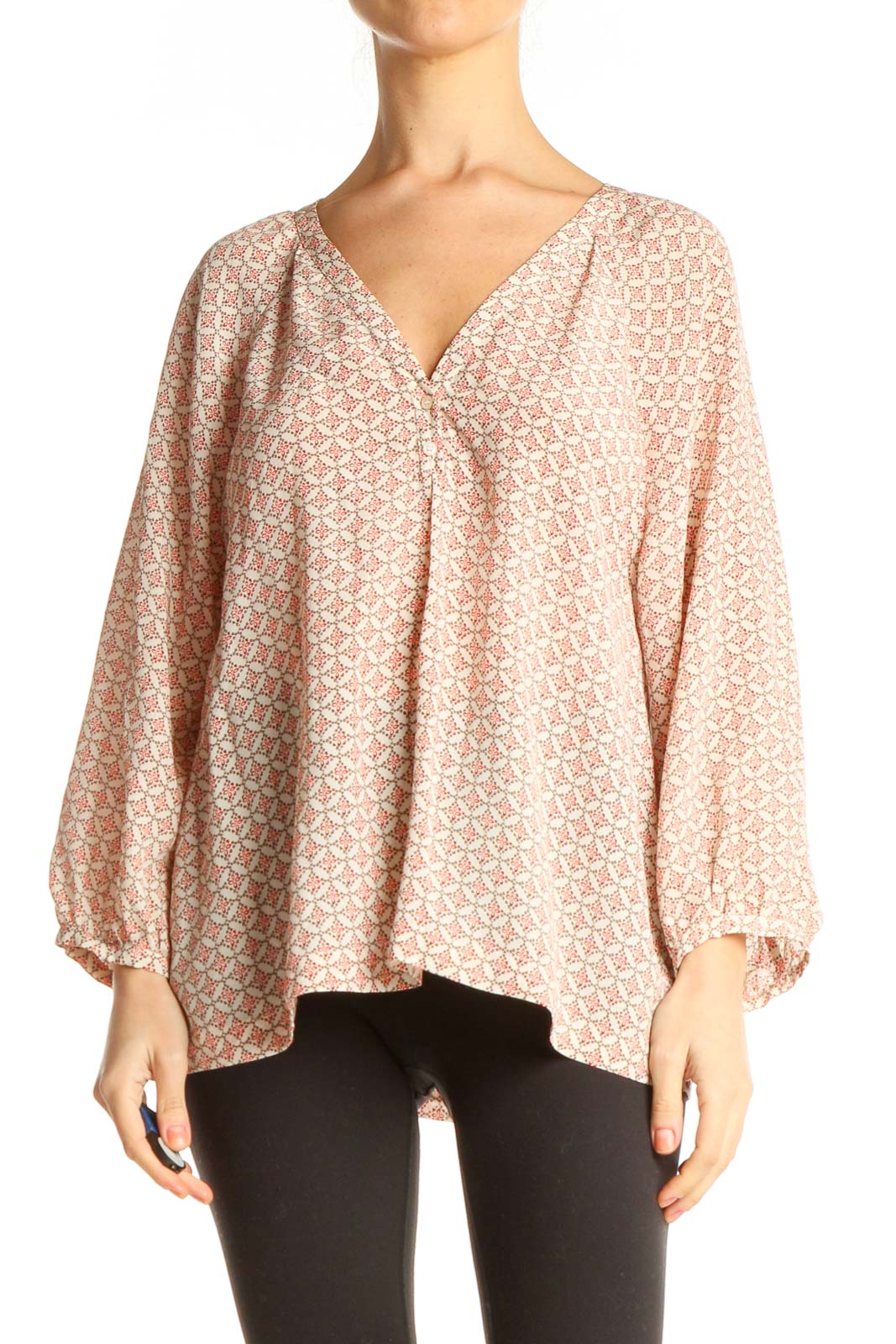 Pink Graphic Print All Day Wear Blouse Front
