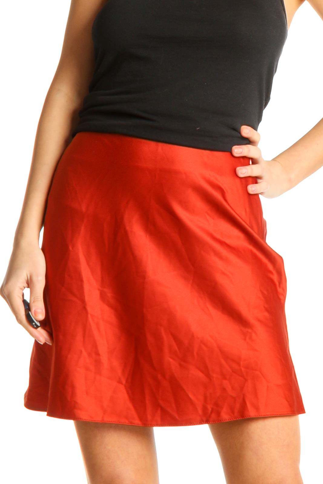 Red Party A-Line Skirt Front