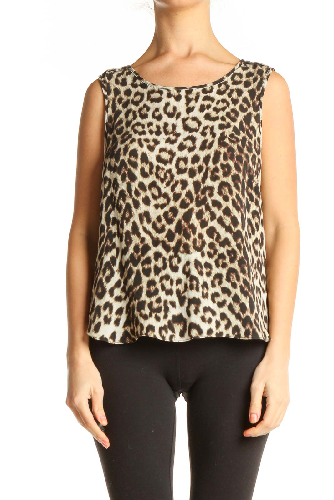Black Animal Print All Day Wear Blouse Front