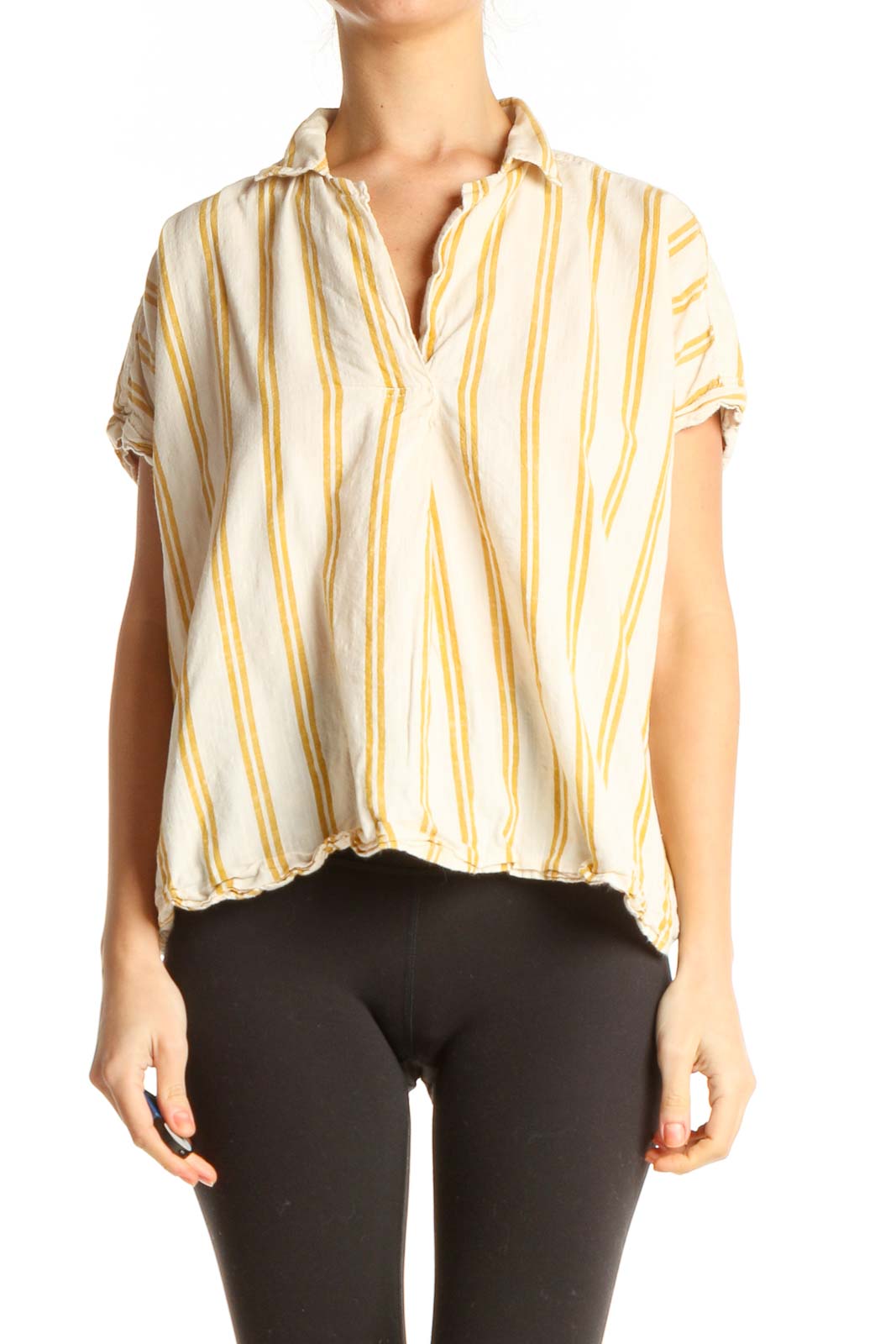Yellow Striped Bohemian Shirt Front