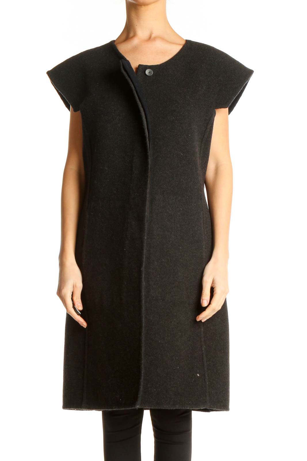 Black Short Sleeve Coat Front