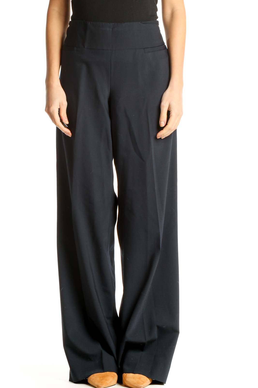 Blue Classic Wide Leg Trousers Front