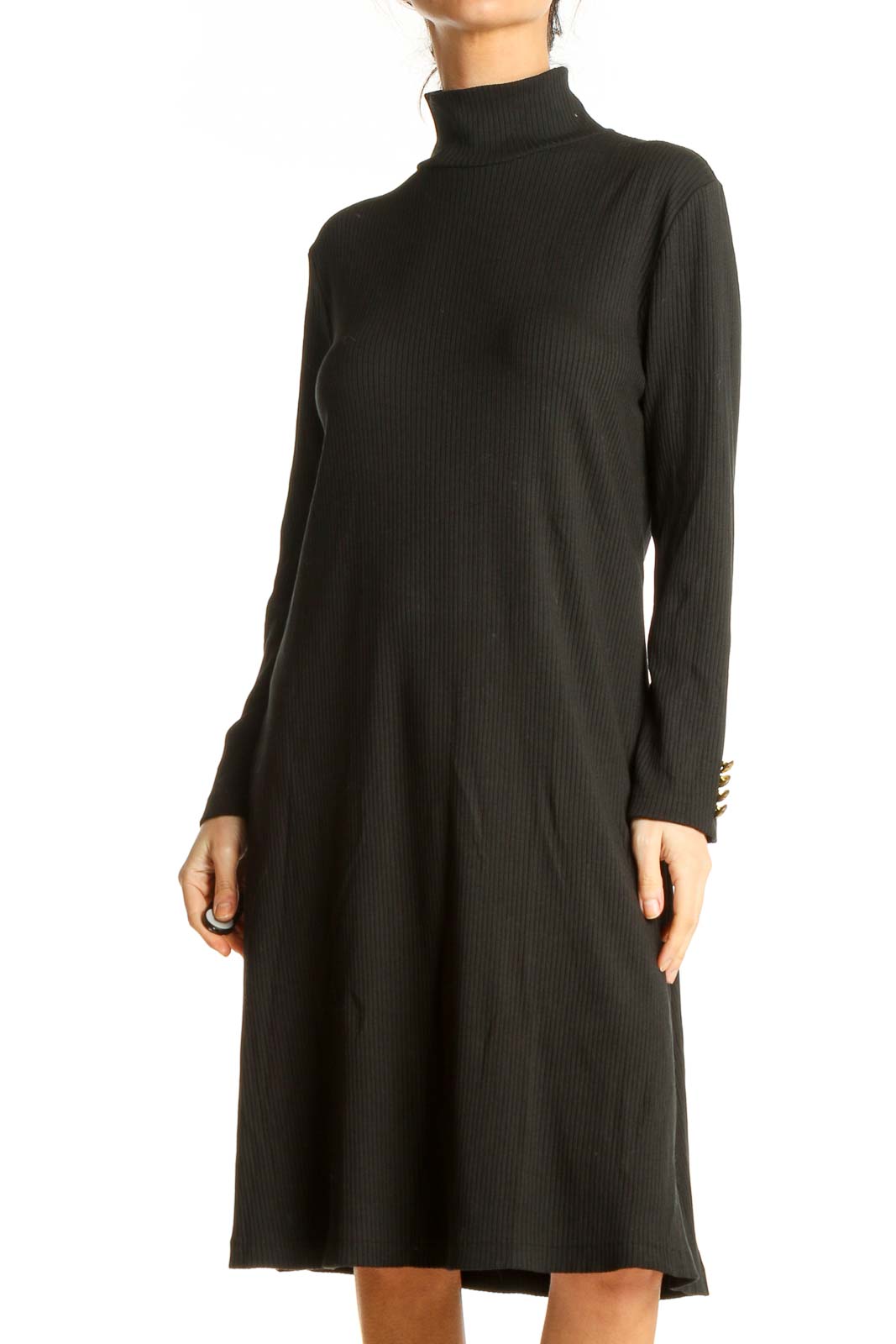 Black Classic Sweater Dress Front