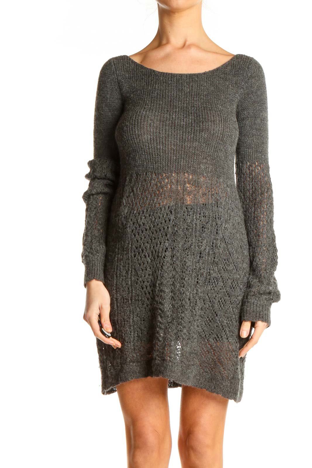 Gray Knit Dress Front