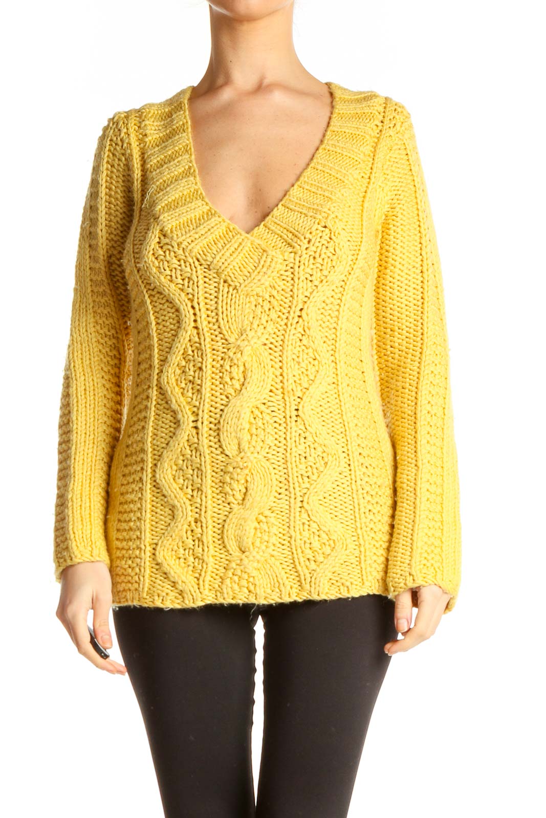 Yellow All Day Wear Sweater Front