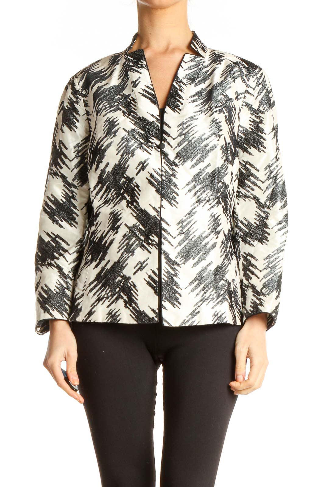 White Printed Jacket Front