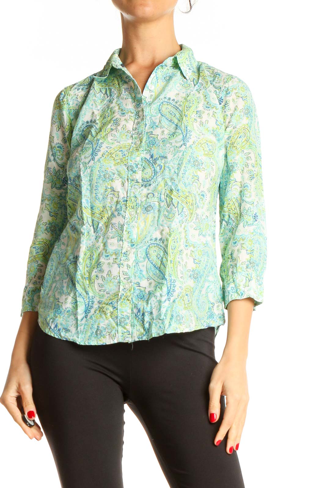 Green Paisley All Day Wear Top Front
