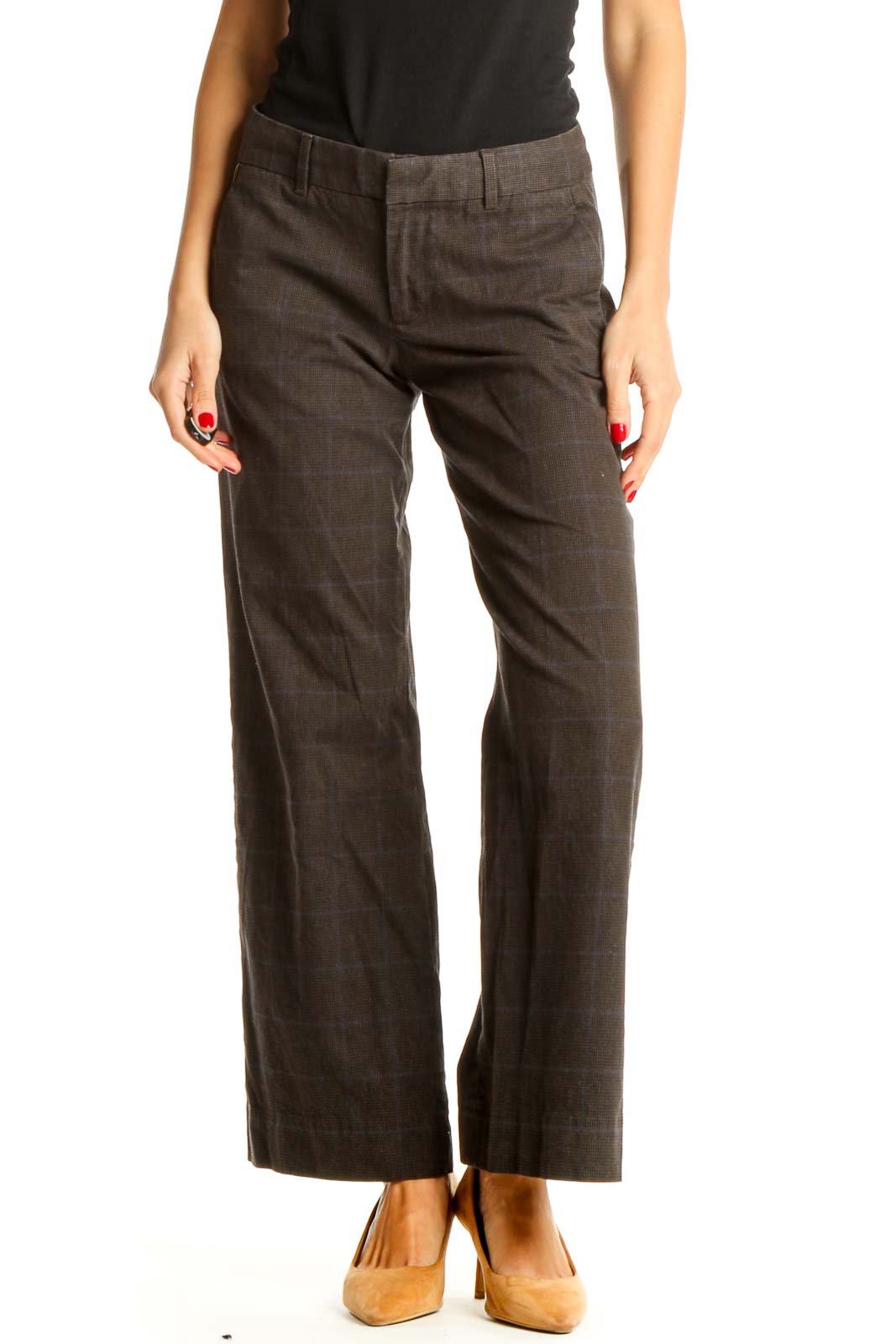 Gap - Black Solid Casual Trousers Cotton Spandex | SilkRoll