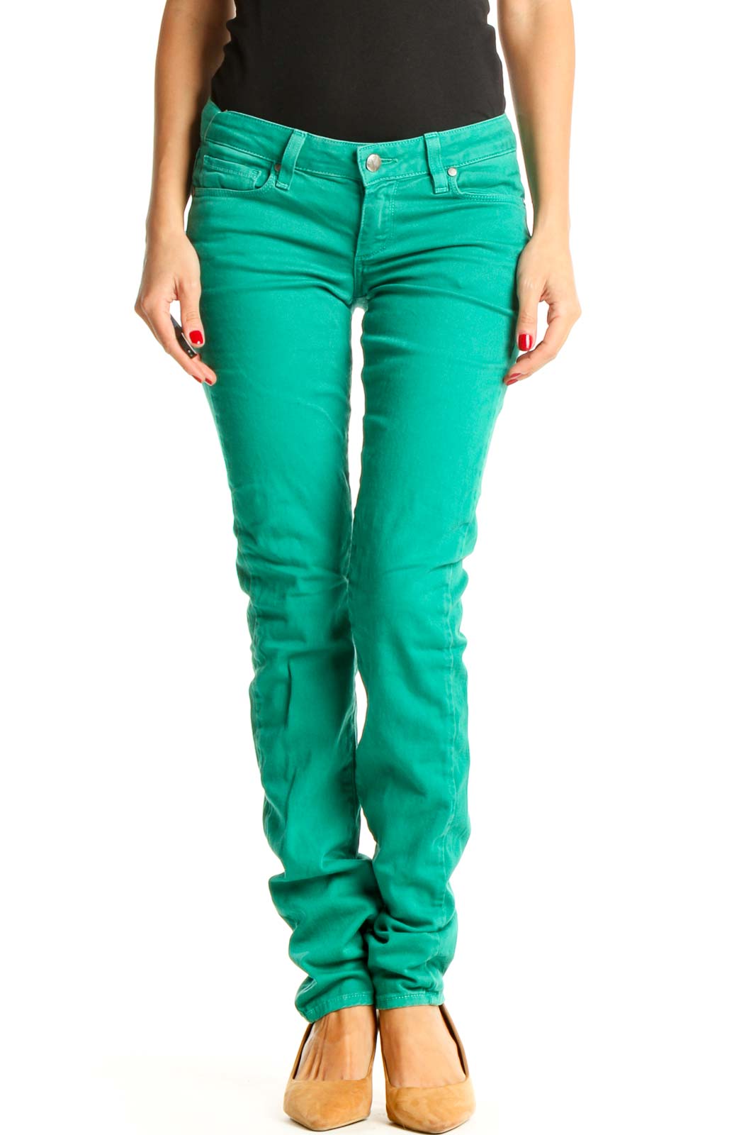 Green Casual Pants Front