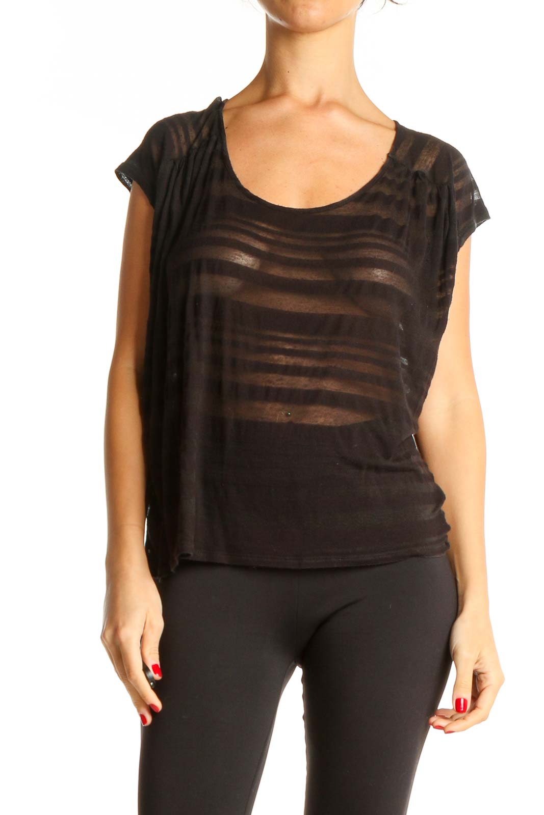 Black Striped Top Front